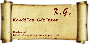 Kovács Günter névjegykártya