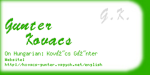 gunter kovacs business card
